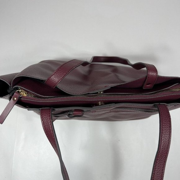 Nanette Lepore Burgundy Arriss Triple Section Shoulder Tote Bag Women Handbags - Picture 15 of 16